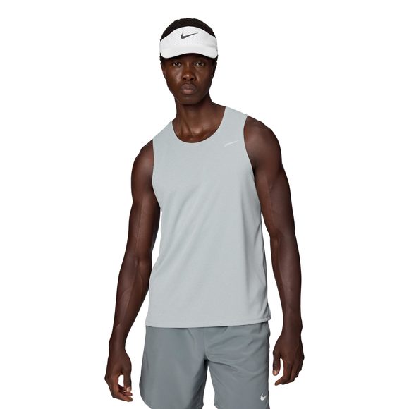 Nike Men's Miler Running Dri-fit Tank Grey Fog Reflective Silver XXL - Picture 1 of 6